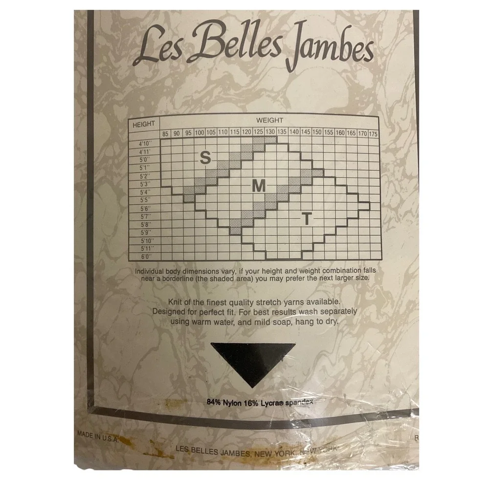 Vintage Les Belles Jambes Sheer Tights Womens Short Silver 82